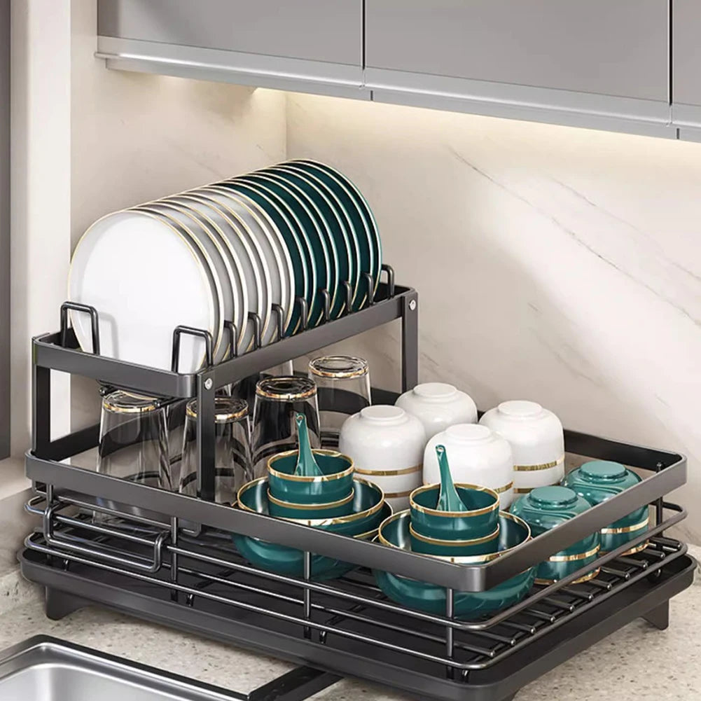 Dish Bowl Drainer Dish Drying Rack Adjustable Plates