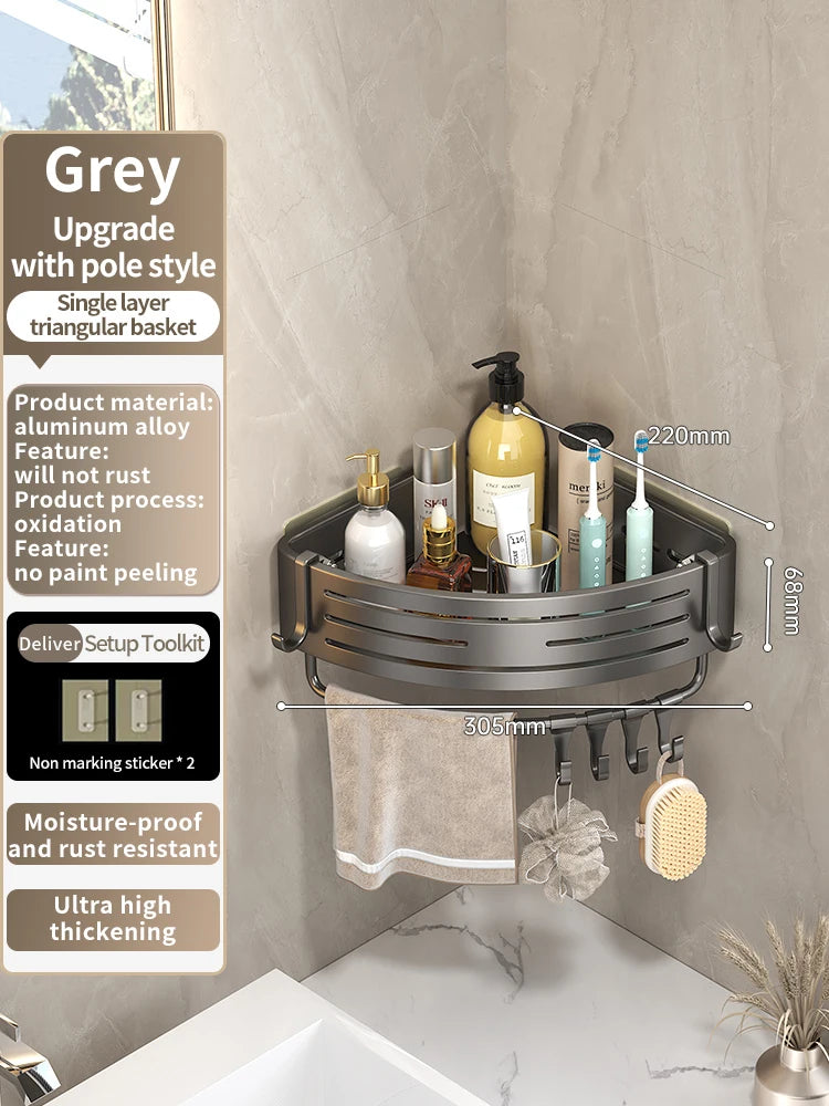 No Drill Sticker Walls Installation Aluminum Bathroom Shelf