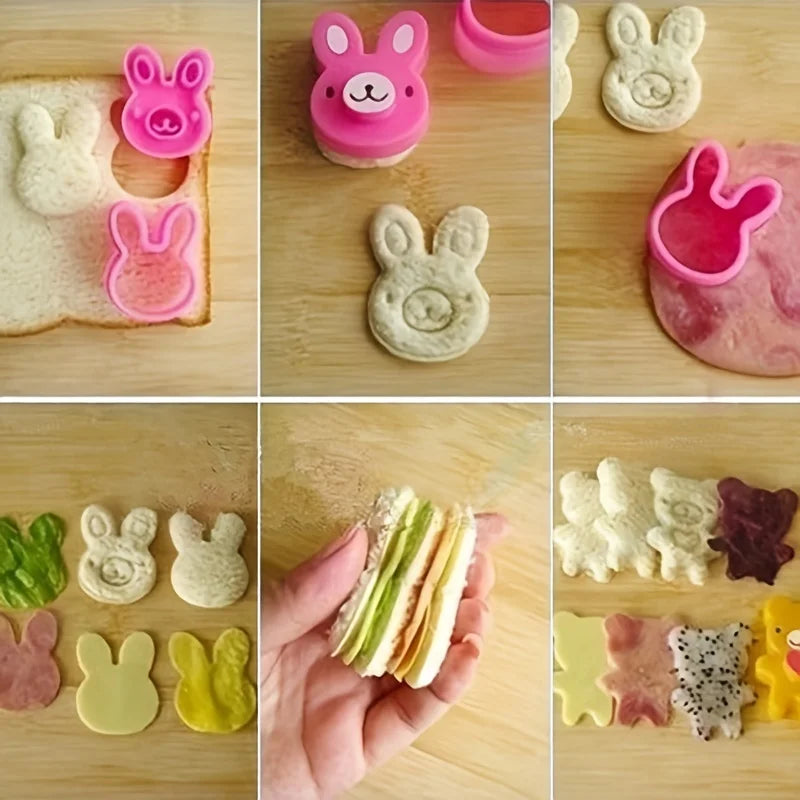 3pcs Sandwich Cutters Cookie Bread Mold Rabbit Panda