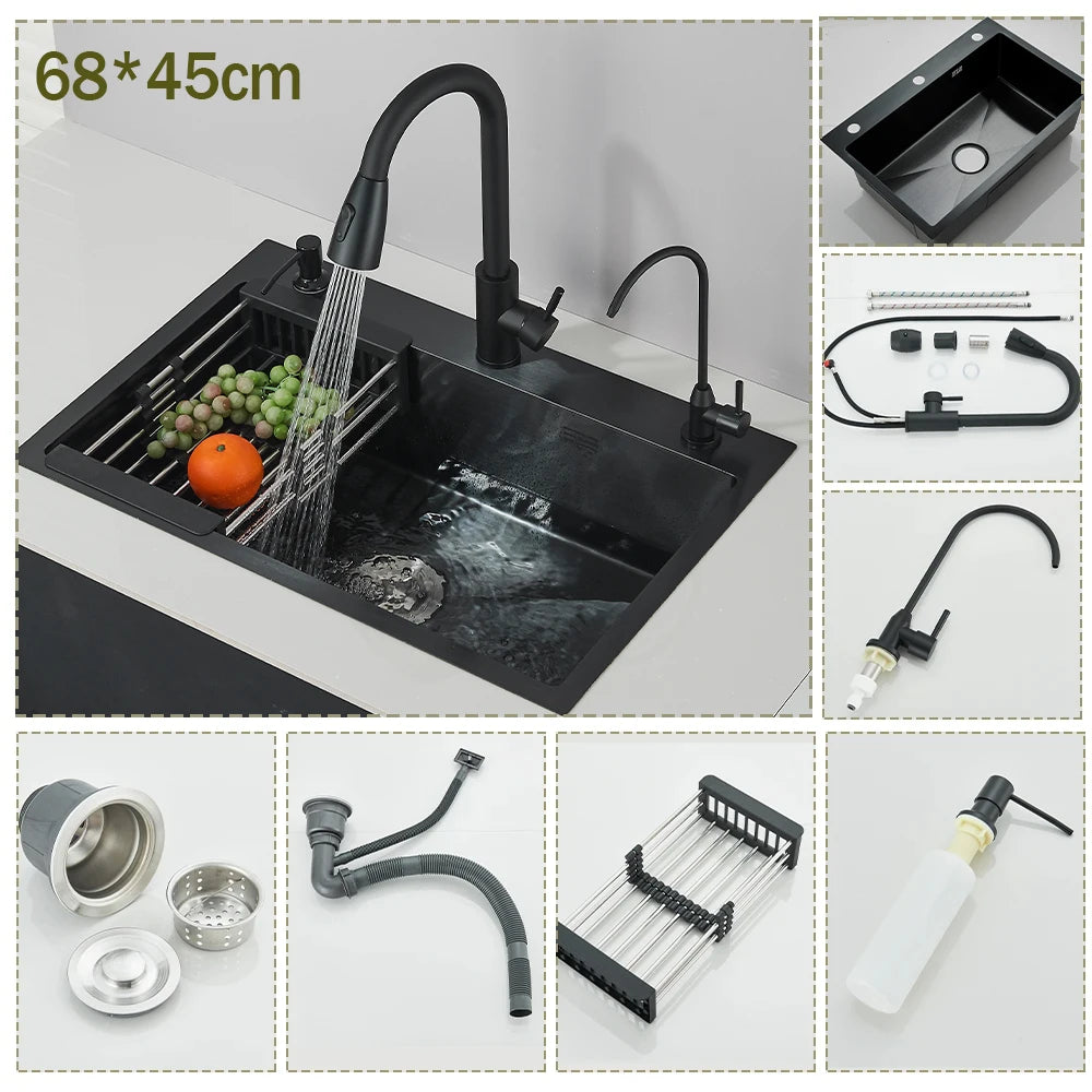 Stainless Steel Sink Large Integrated Faucet Sink Dish