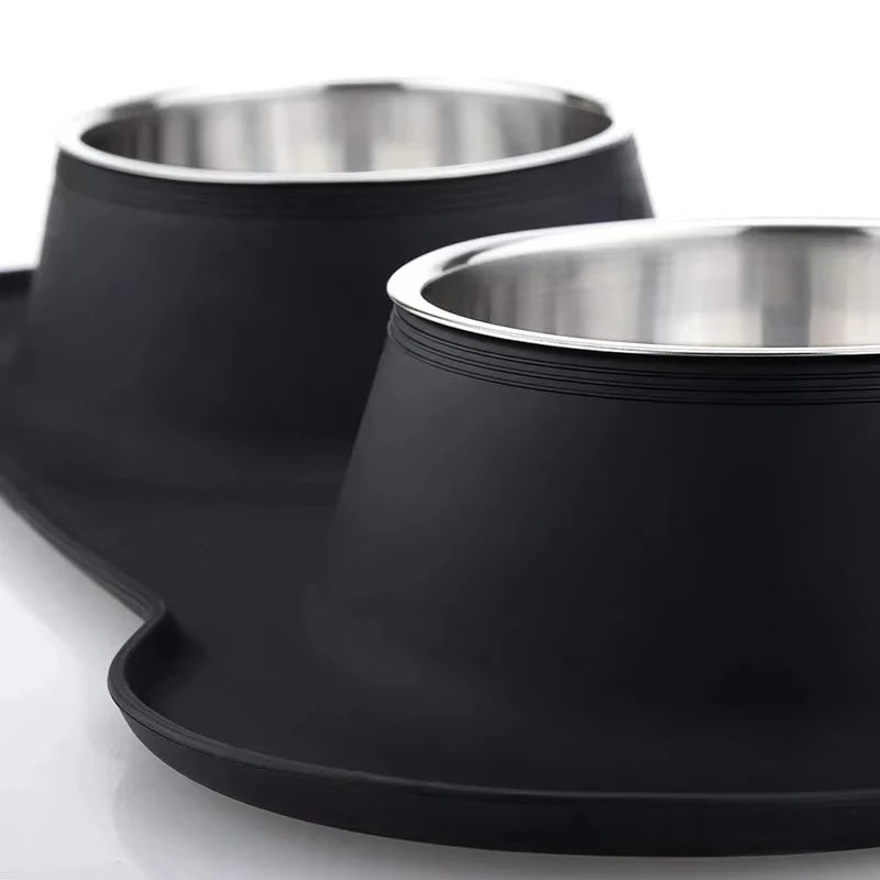 Antislip Double Dog Bowl Silicone Mat Durable Stainless