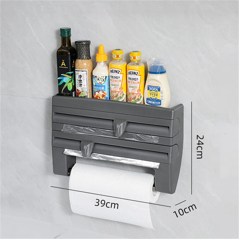 Cling Film Roll Cutting Holder Food Wrap Dispenser