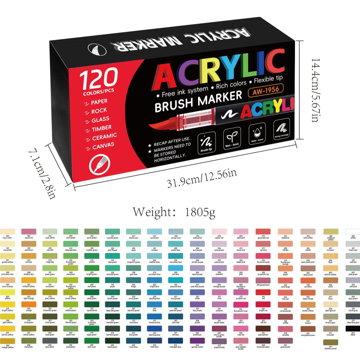 168 Colors Acrylic Markers Automatic Ink Control System