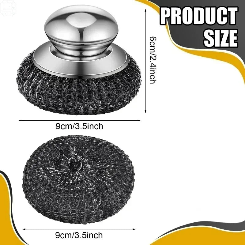 Stainless Steel Pot Brush Handle Robust Metal Ball