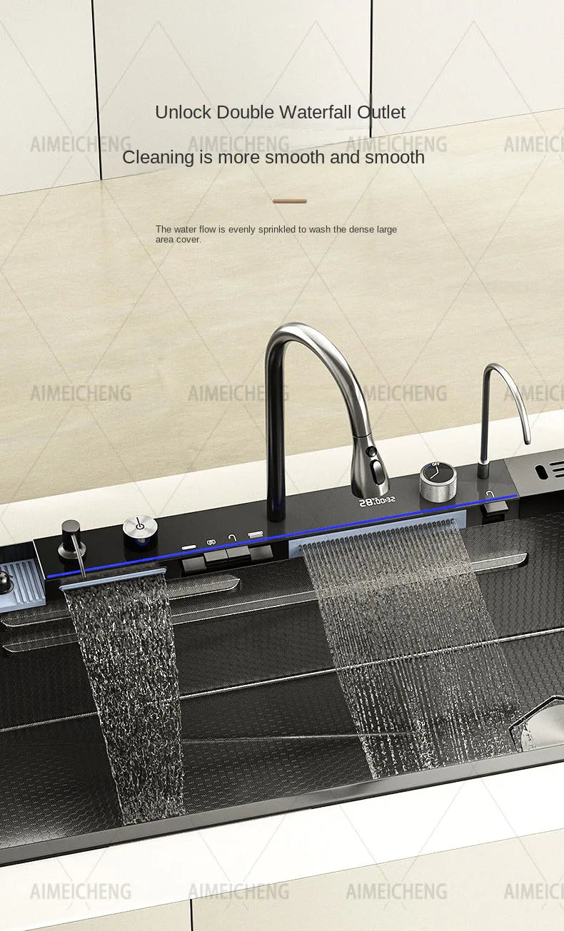 Smart Piano Key Waterfall Large Sink 304 Stainless