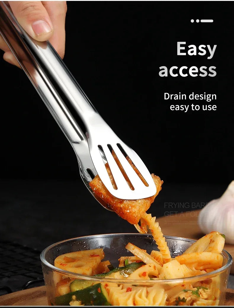 304 Stainless Steel Food Tongs Bbq Non Slip