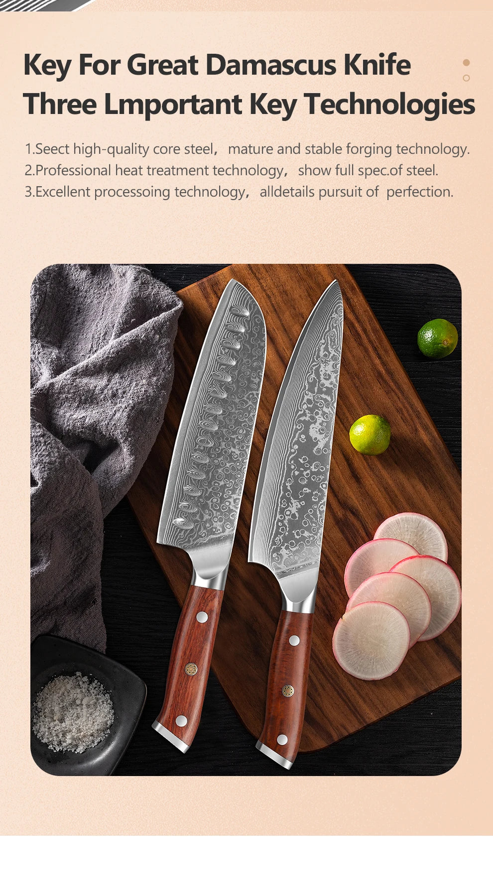 1-4 Knife 67 Layer Damascus Stee Super Sharp