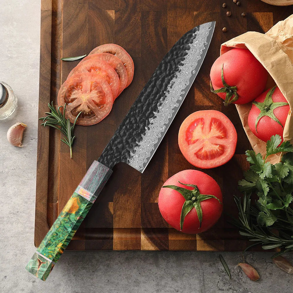 Turwho 7-Inch Santoku Knife Japanese Chef Knife Hand