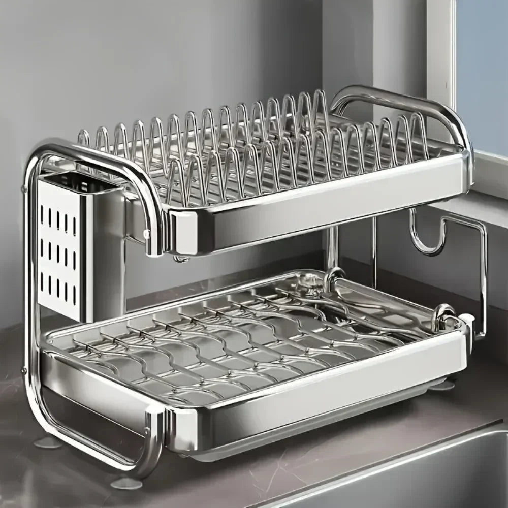 Dish Drying Rack Rustproof Big-Capacity Bowl Storage Shelf