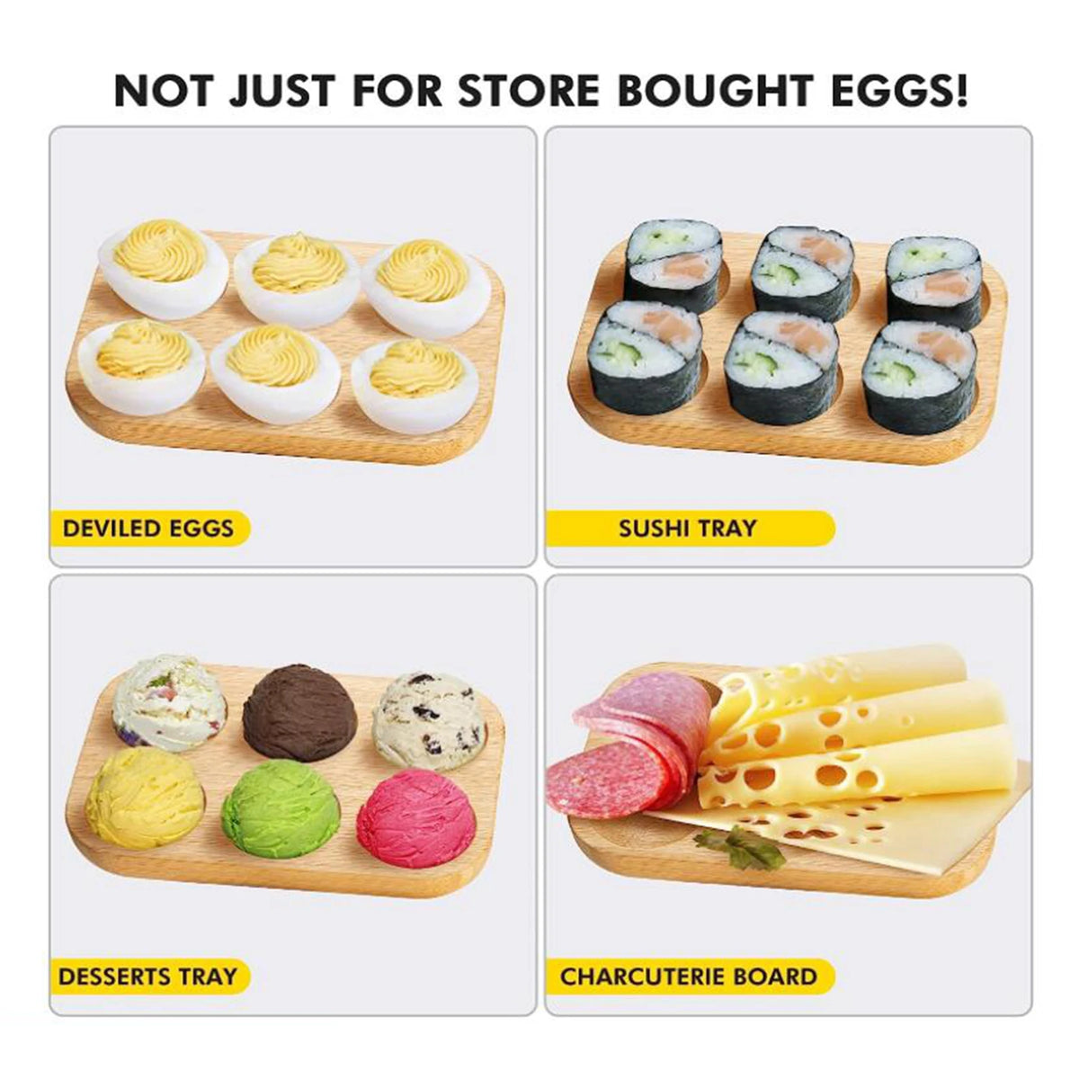 Wooden Egg Holder Grid Egg Storage Tray Fridge