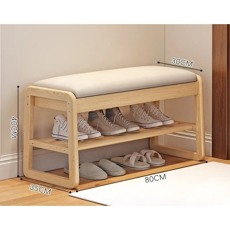 Solid Wood Storage Shoe Exchange Stool Solid Wood