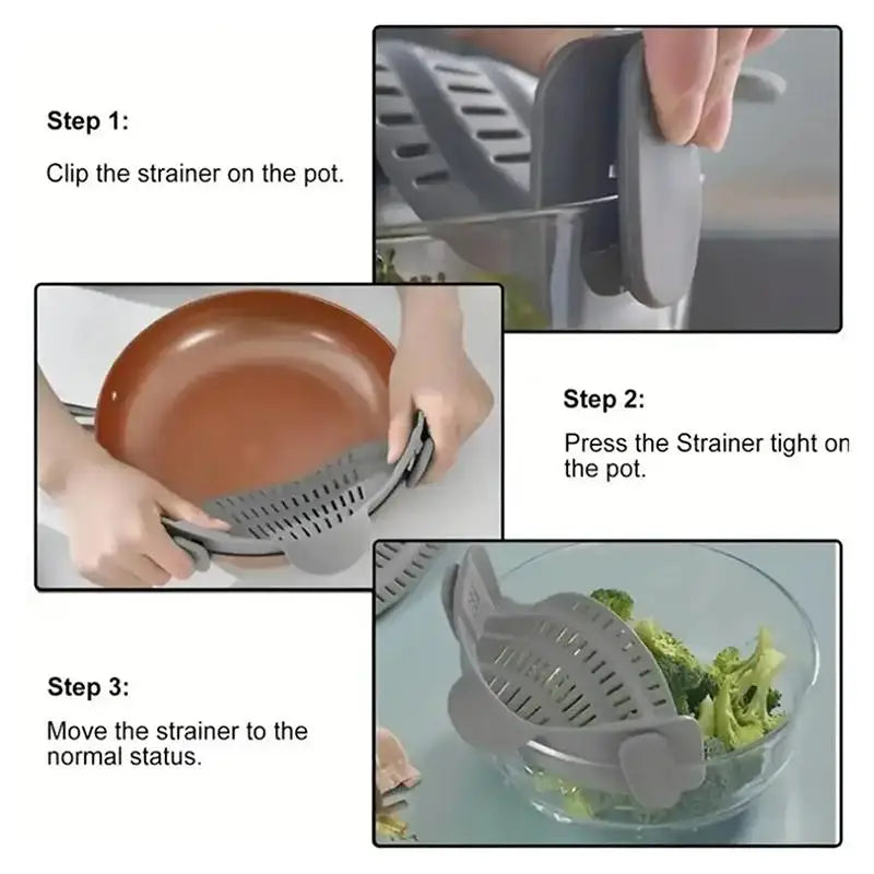 1pc Pot Strainer Handheld Drainer Noodles Pasta Adjustable