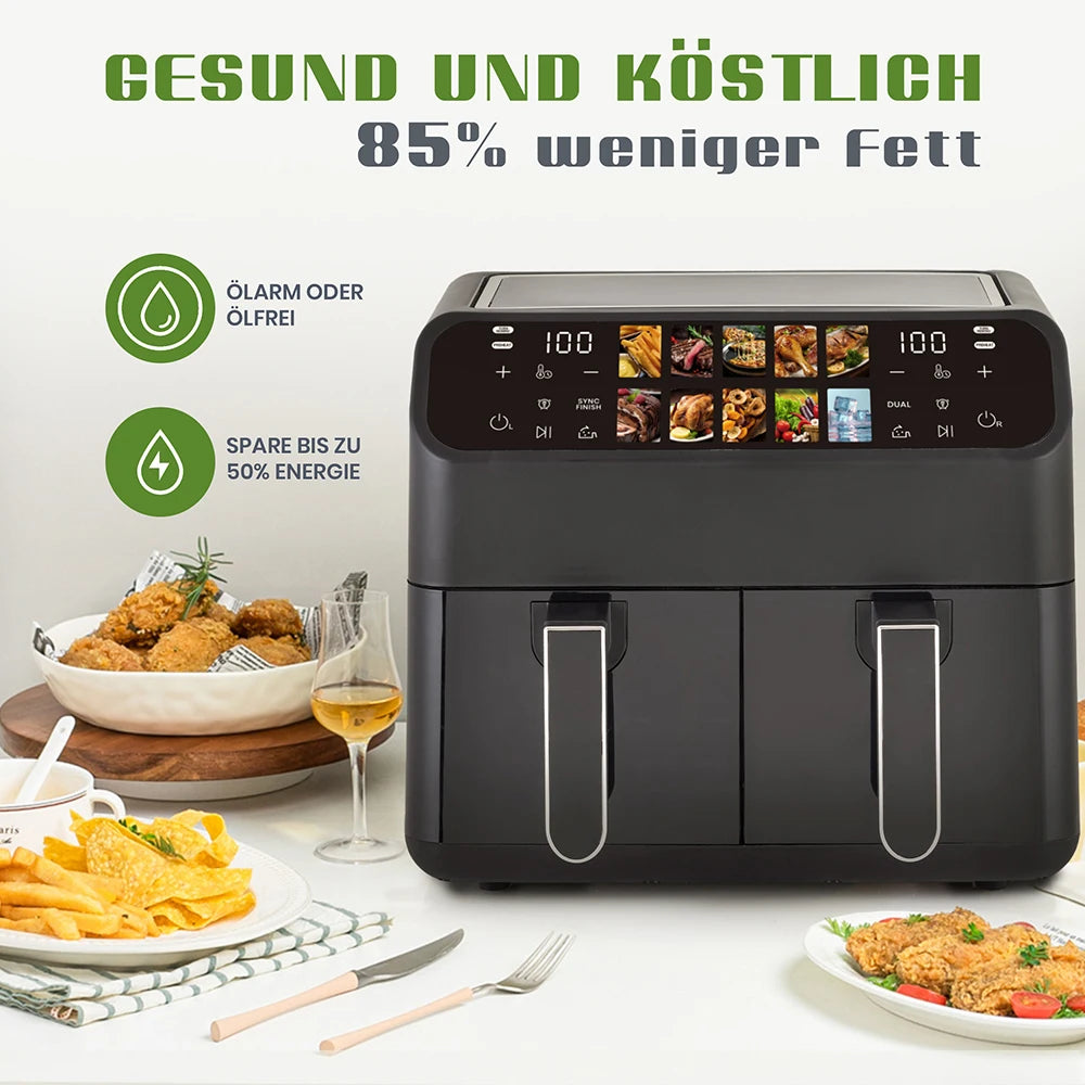 Air Fryers 9l Dual Basket Oven Oilless Cooker