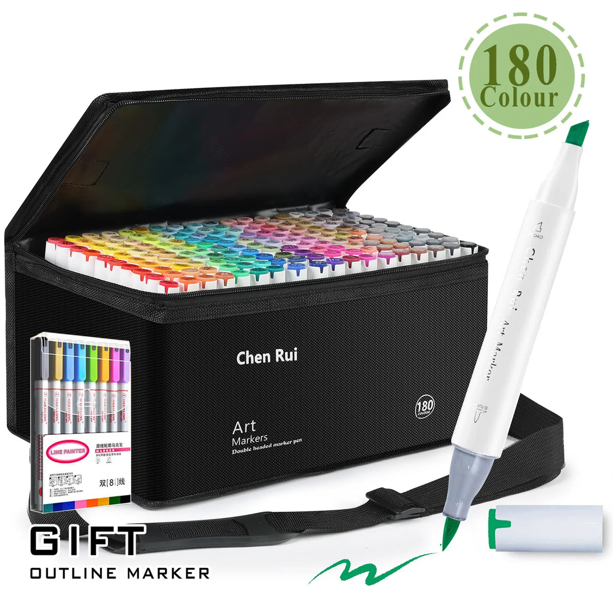 48-180 Colors Dual Tip Brush & Chisel Permanent