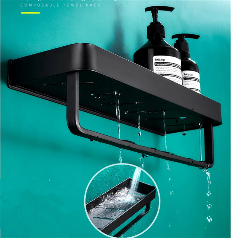 Bathroom Shelf Black Bathroom Shampoo Shower Storage Rack