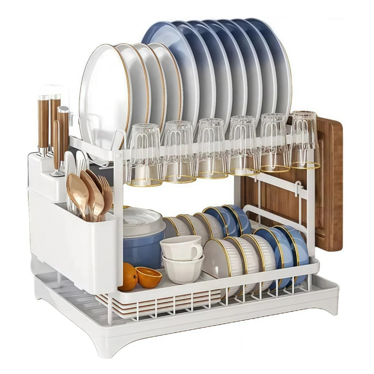 Countertop Dish Drying Rack Space Saving Organizer Utensil