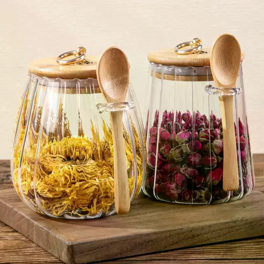 Airtight Food Containers Storage Pots Glass Jar Lid