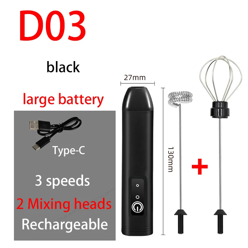 Electric Milk Frother Egg Beater Wireless Type-C Charging