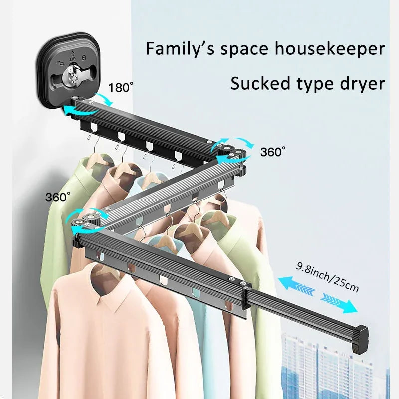 Foldable Clothes Drying Rack Non-Porous Suction Cup Stainless