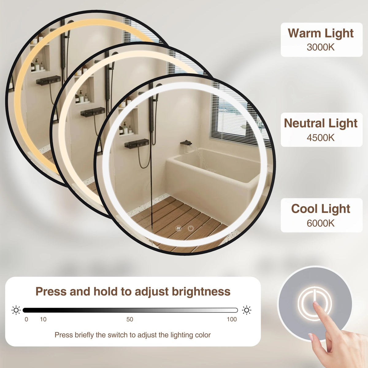 Smart Light Led Bathroom Cabinet Storage Wall Mounted