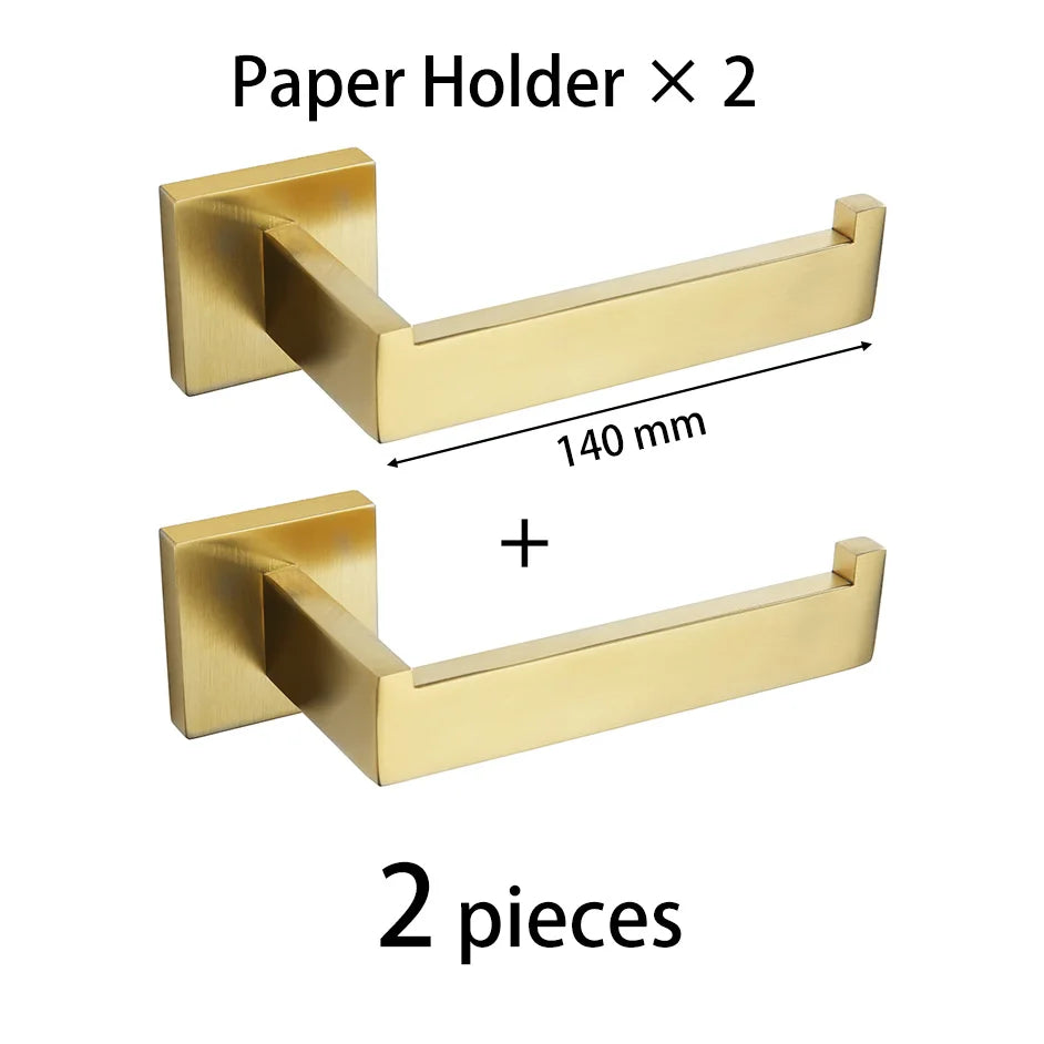 Gold Brushed Bathroom Hardware Towel Bar Rail Toilet