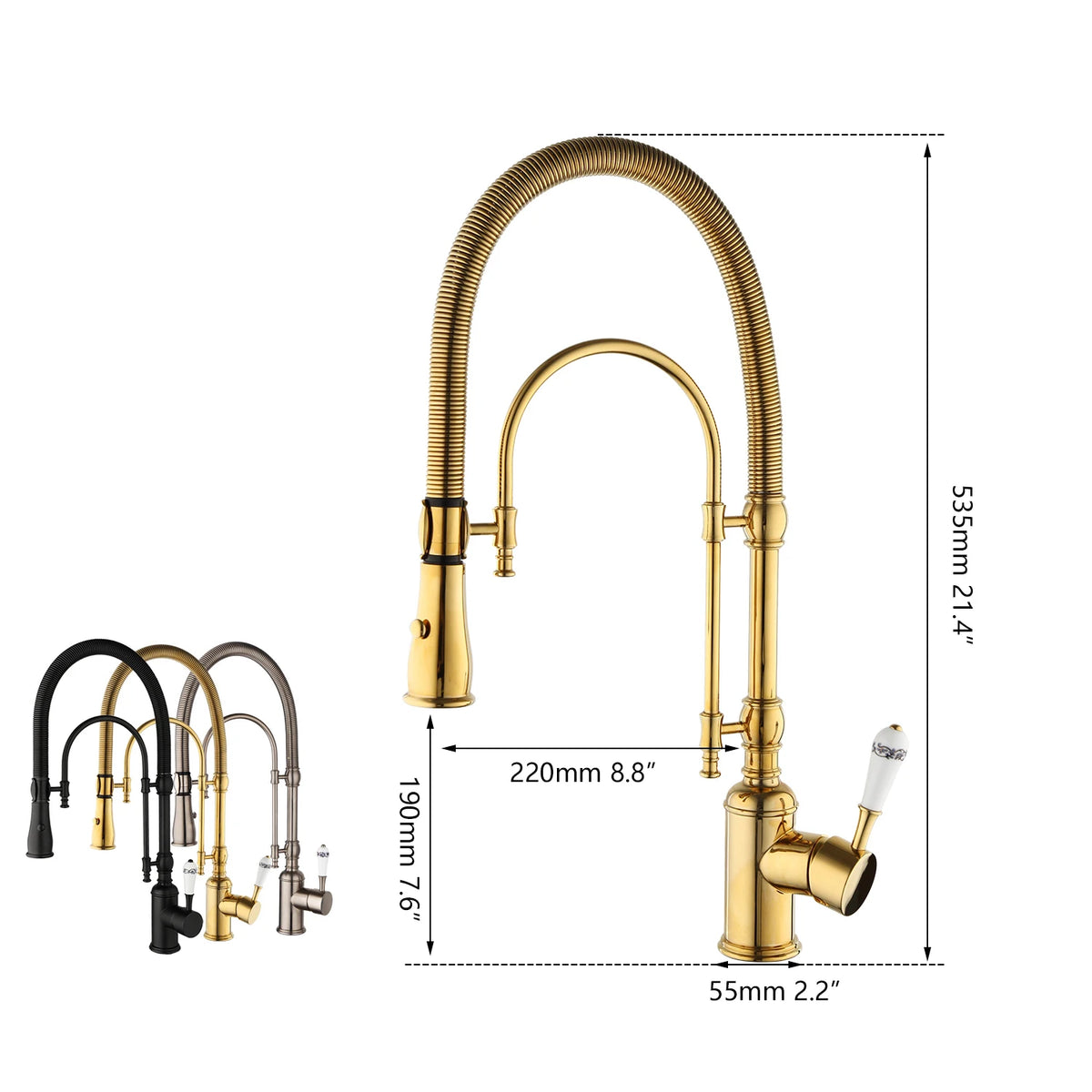 Ouio Solid Brass Dual-Function Faucet Pull-Down Sprayer &