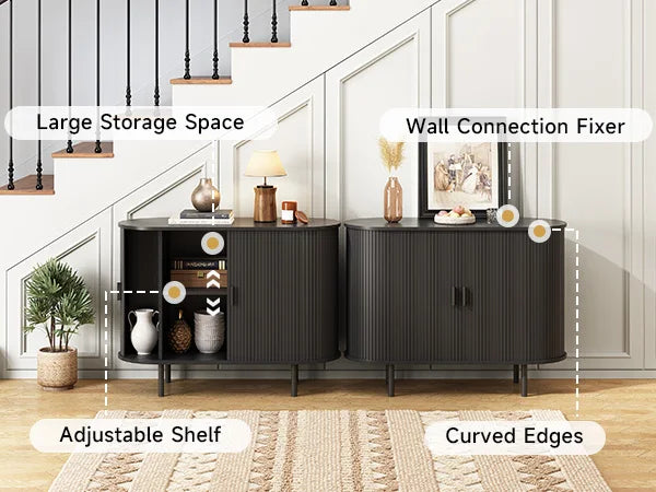 55 Sideboard Buffet Cabinet Storage Cabinet Adjustable Shelf