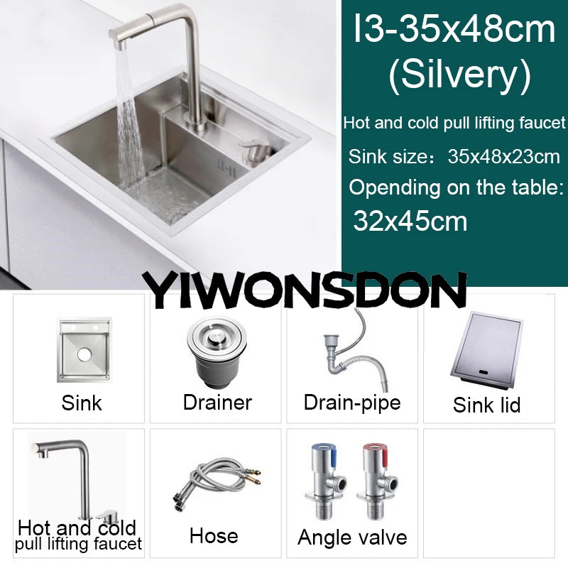 Nano Hidden Bar Sink Black Folding Faucet Silvery