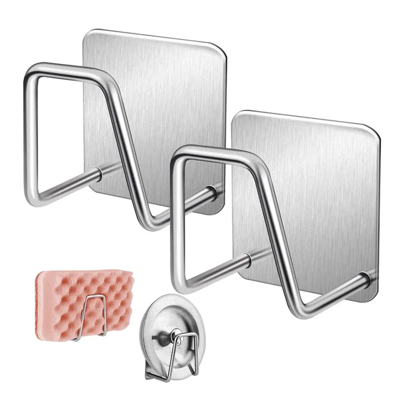 Stainless Steel Sink Sponges Holder Self Adhesive Drain