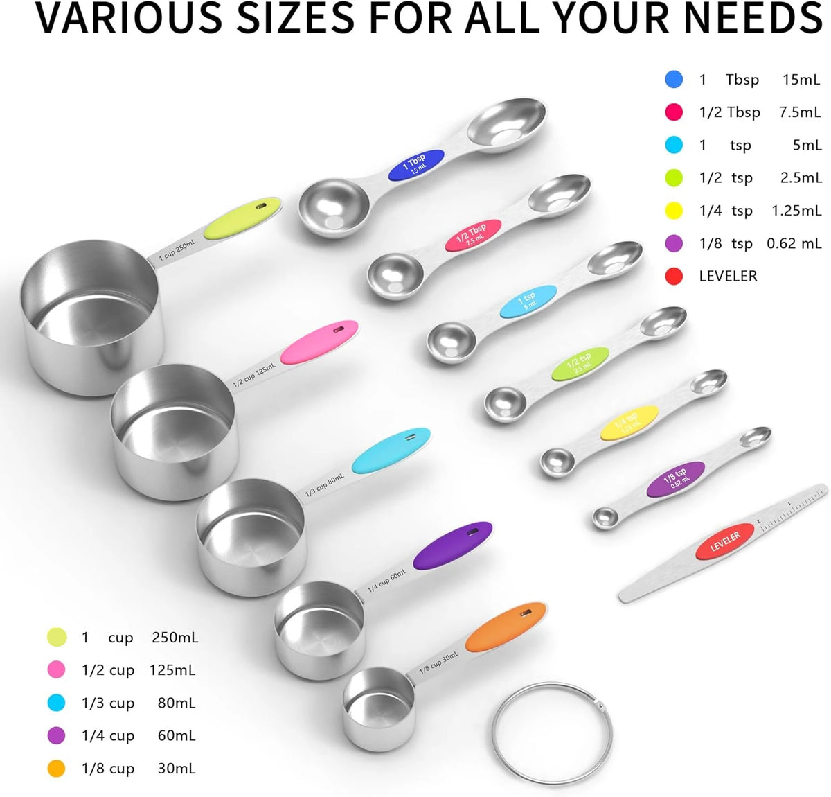Magnetic Measuring Spoons Cups Of 15 Dual Sided