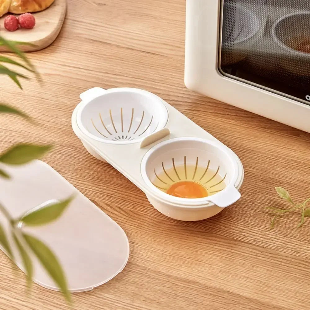 1pc Microwave Eggs Poacher Double-Cup Egg Boiler Spring