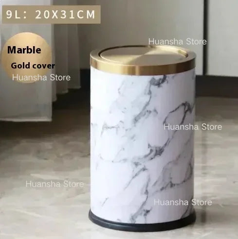 Stainless Steel Trash Can Gold Bathroom Bedroom Recycle