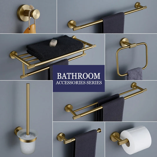 Brushed Gold Towel Rack Knurled Towel Bar Robe