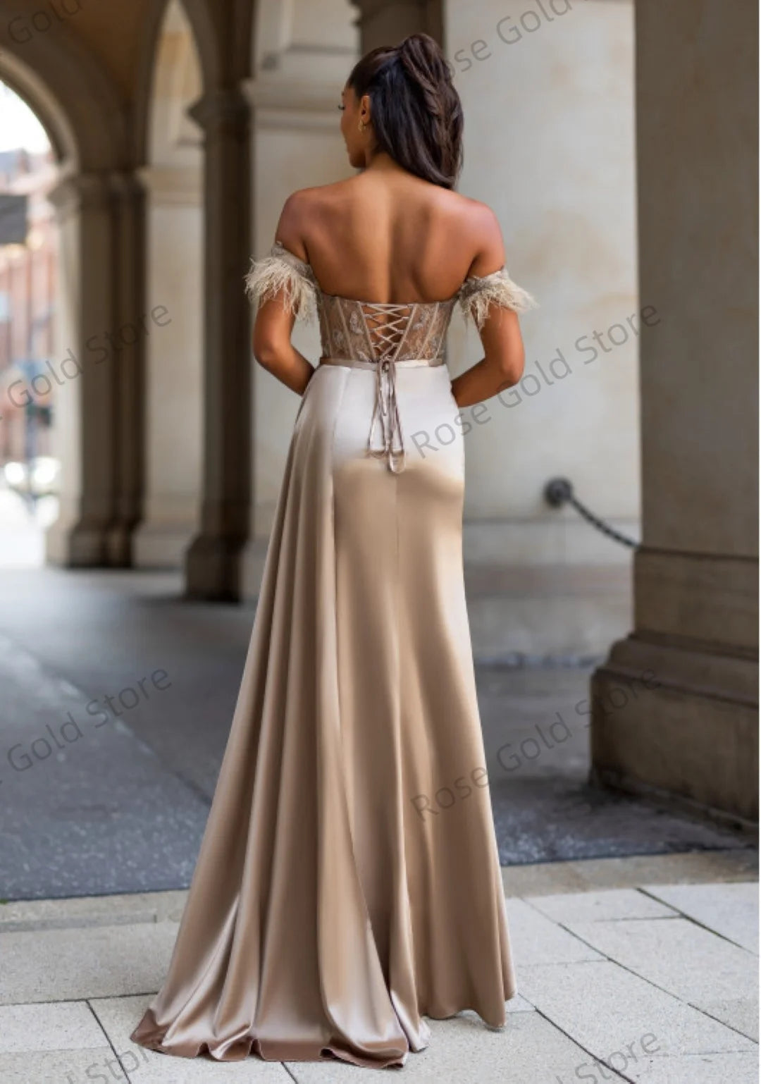 Sexy Stain Evening Dresses Women Customized High Slit