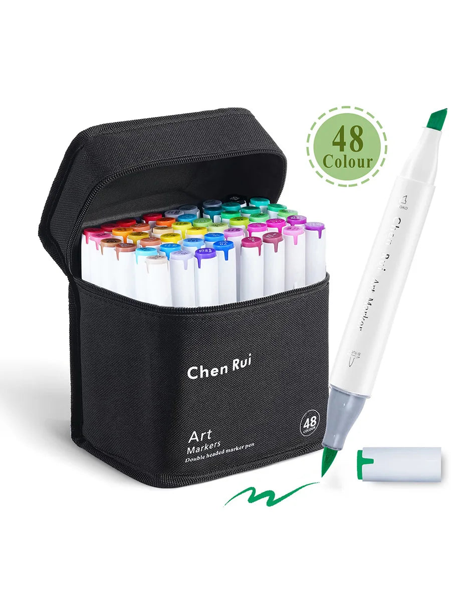 48-180 Colors Dual Tip Brush & Chisel Permanent