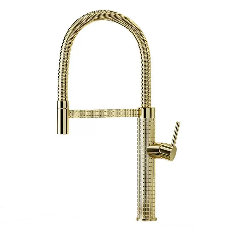 Black Spring Faucet Pull Down Handheld Shower Carved