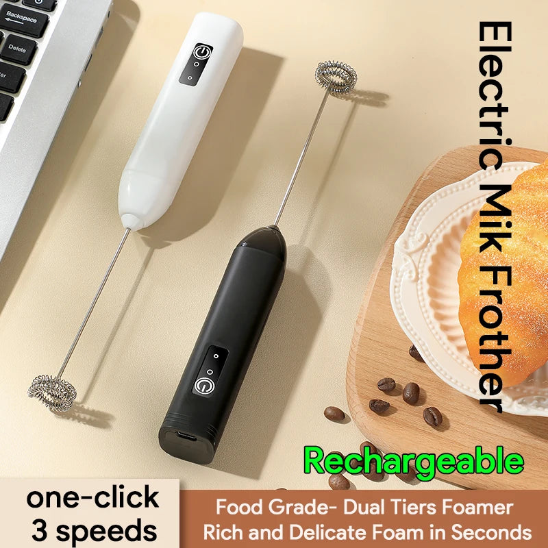 Electric Milk Frother Egg Beater Wireless Type-C Charging