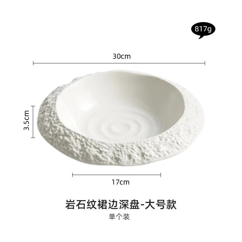Rock Patternceramic Plats White Dinner Plate High-Grade Tableware