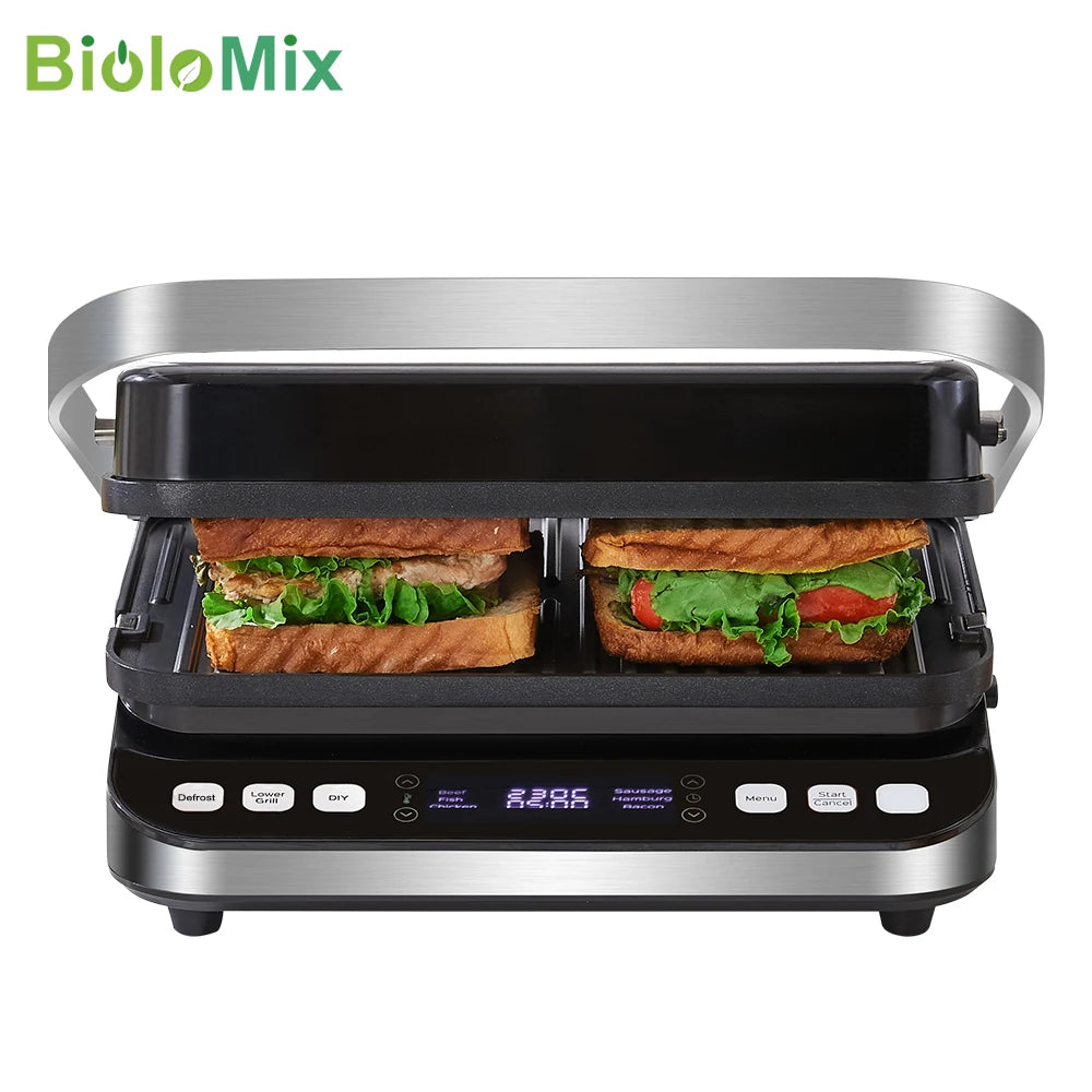 Biolomix 2000w Electric Contact Grill Digital Griddle Panini