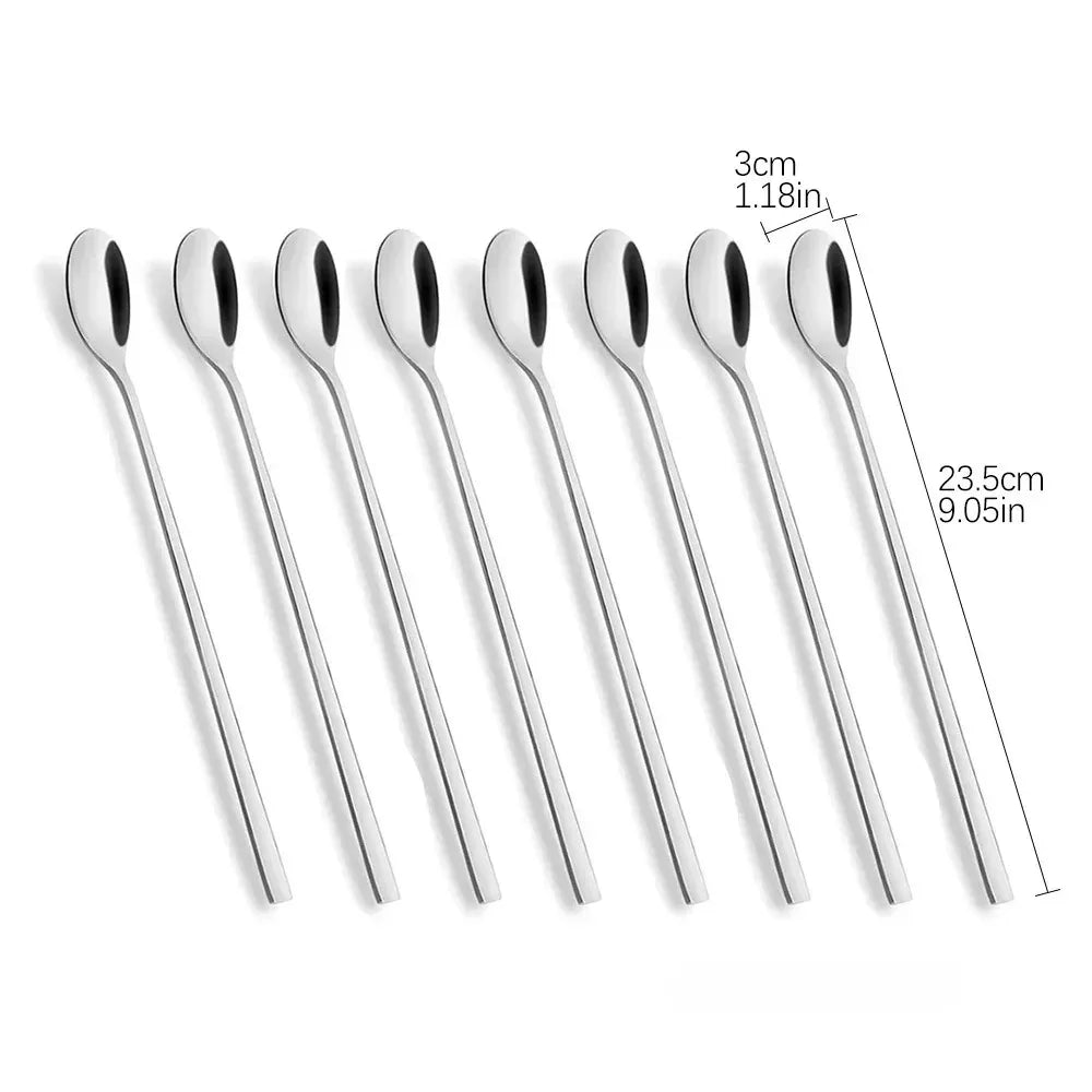 6pcs/Set Long Handle 4-Inch Leaf Teaspoons Gold Stainless