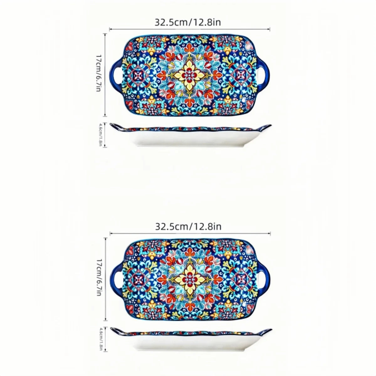 1pc Bohemian Style Ceramic Fish Dish Handle 12