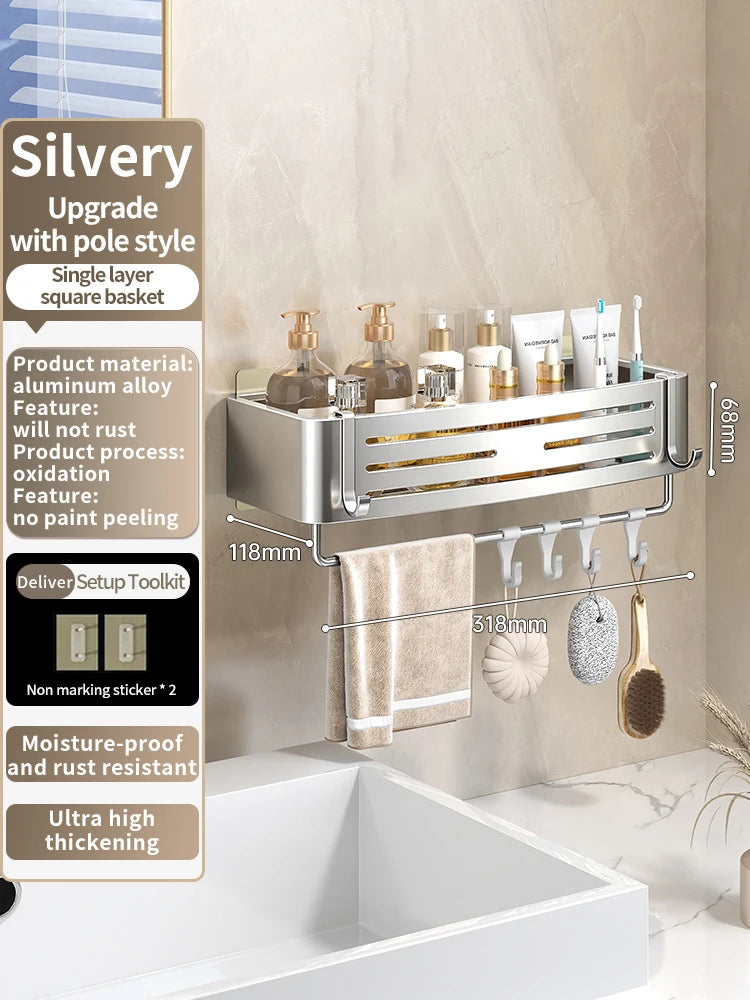 No Drill Sticker Walls Installation Aluminum Bathroom Shelf