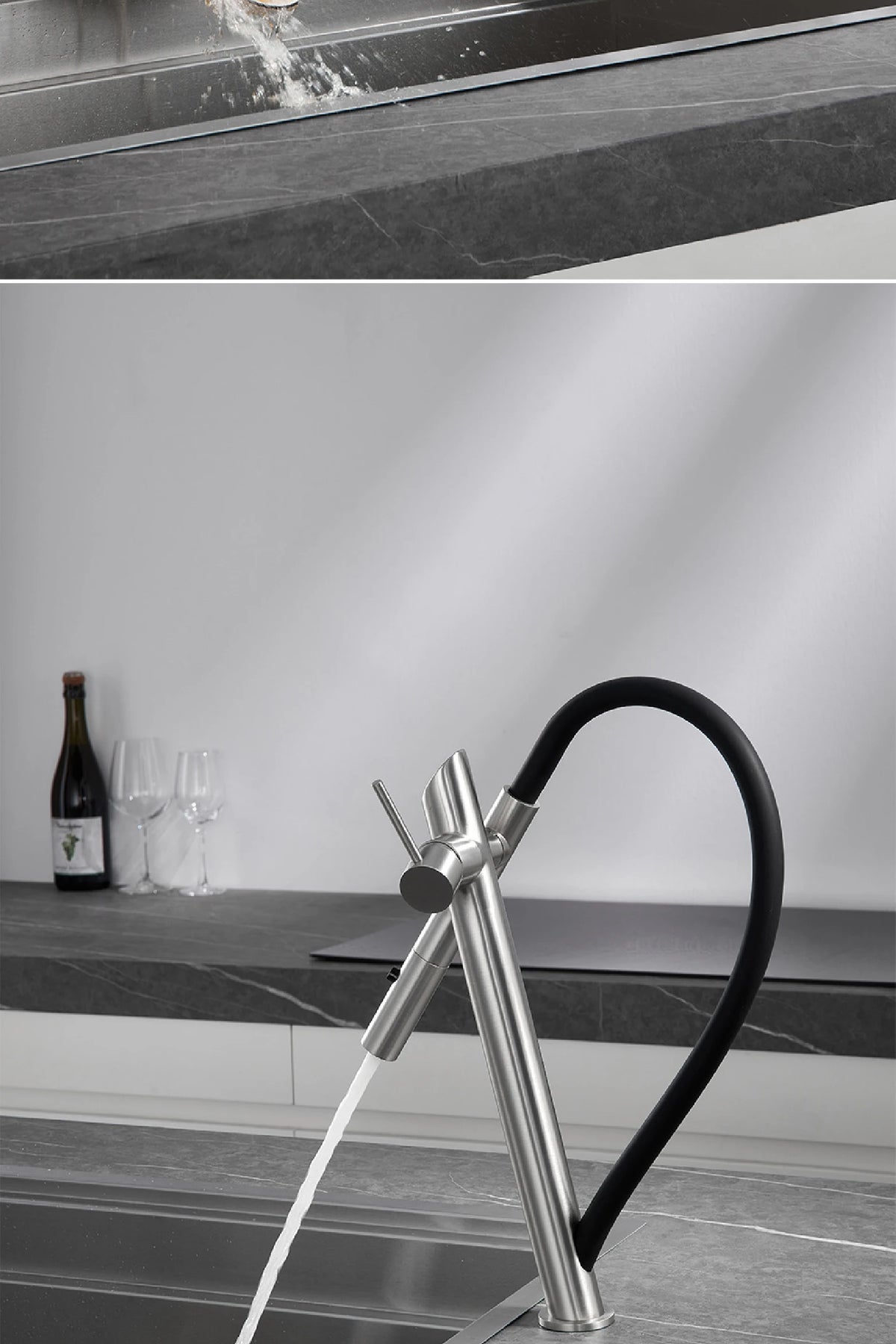 Aitana Luxury Brass Black Faucet Pull-Out Design Dual