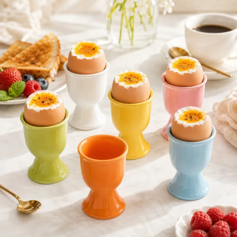 Ceramic Egg Cup Holders Macaron Color Creative Serving
