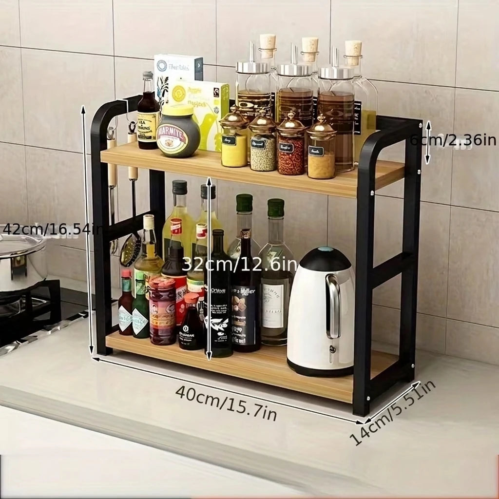 1pc 2-Tier Metal Countertop Shelf Space Saving Organizer