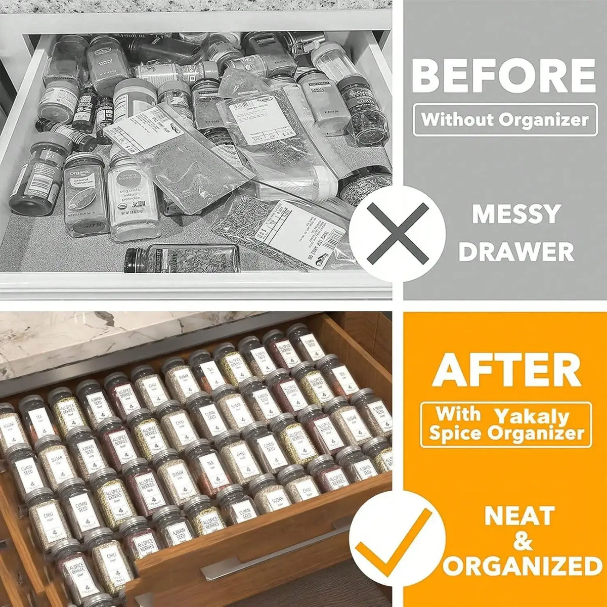 2/4layers Spice Drawer Organizer Adjustable Spice Rack Spice
