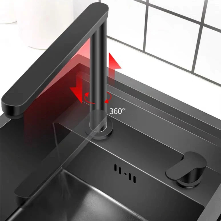 Nano Hidden Bar Sink Black Folding Faucet Silvery