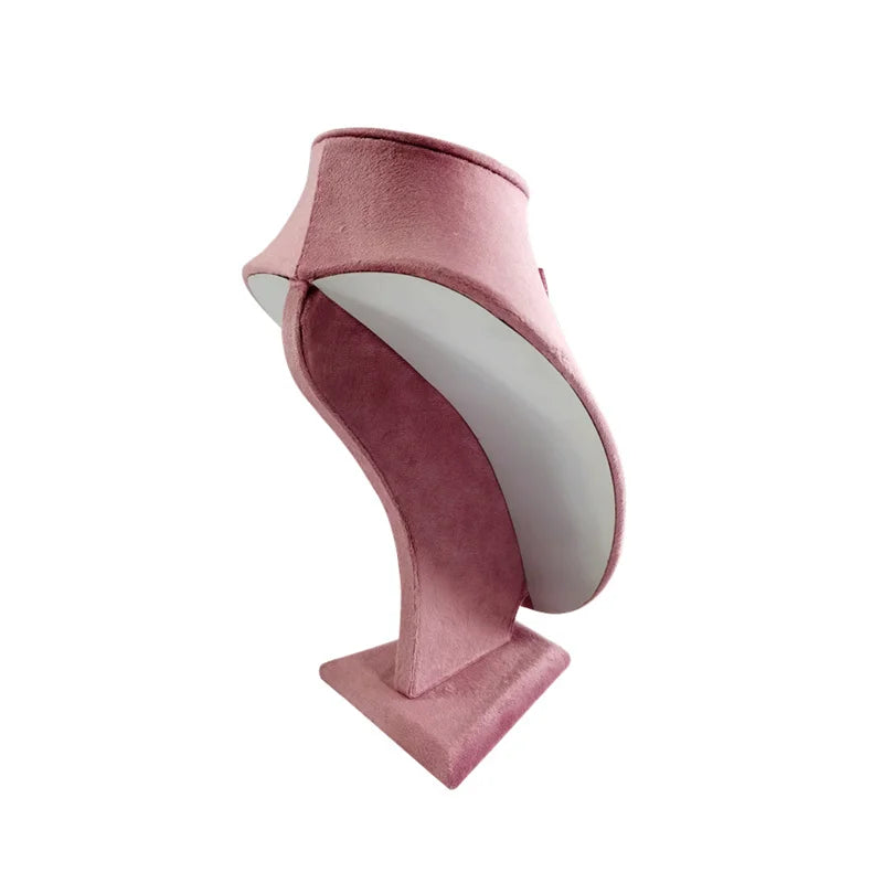 Pink Velvet Necklace Jewelry Portrait Neck Display Stand