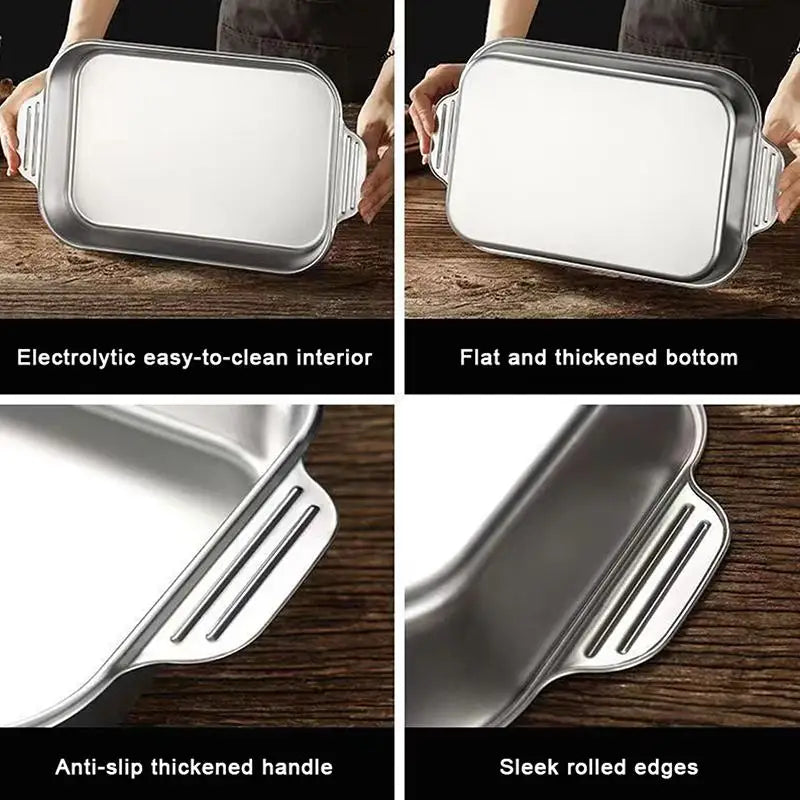 Stainless Steel Baking Pan Lids Deep Dish Fish/Pasta/Grilling