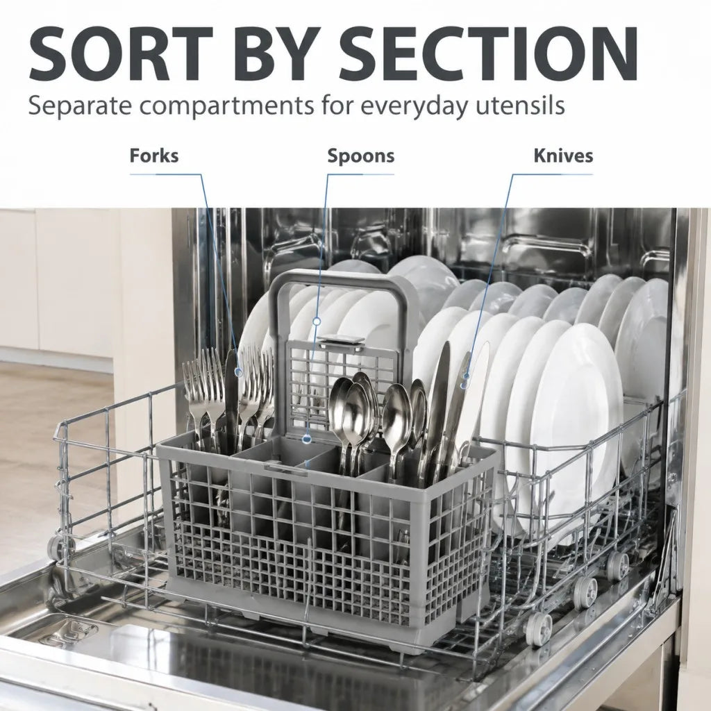 Dishwasher Cutlery Basket Handle Utensil Storage Organizer